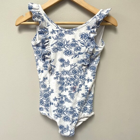 Remie Girl Blue China Ruffles Leotard - Picture 1 of 7